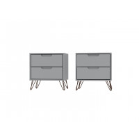 Manhattan Comfort 2-102GMC1 Rockefeller 2-Drawer White Nightstand (Set of 2)